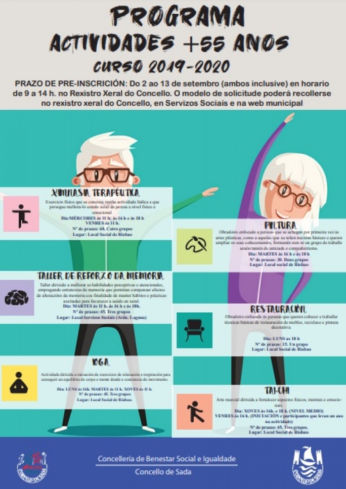 Actividades para mayores de 55 aos curso 2019-2010