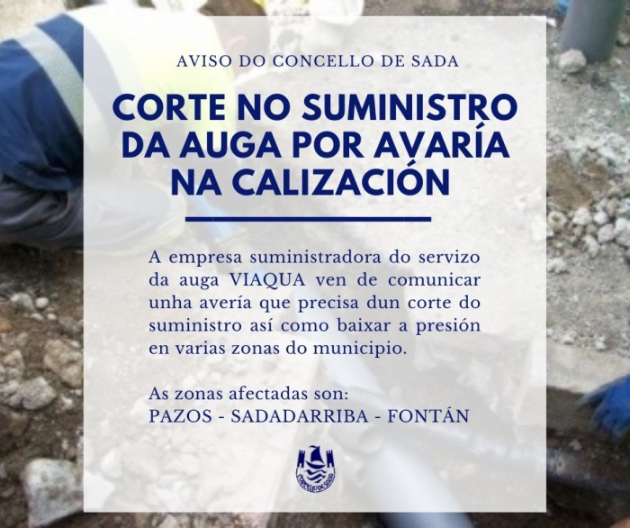 AVISO DE CORTE NO SUMINISTRO DA AUGA POR AVARA