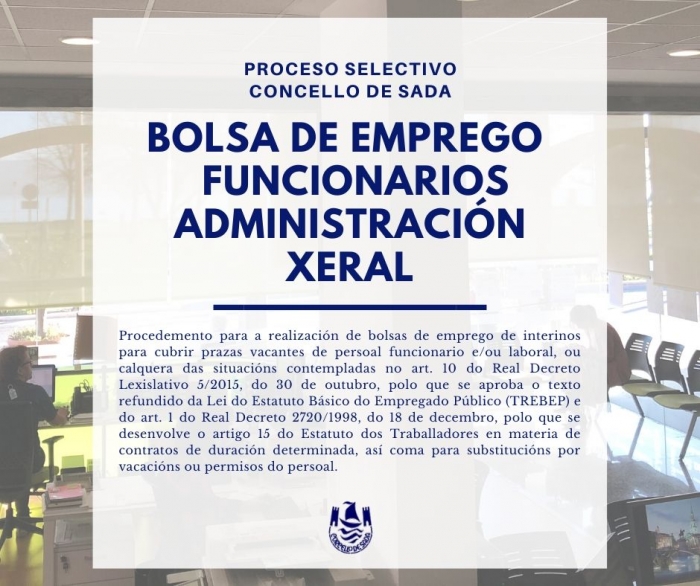 CONVOCATORIA BOLSA DE EMPREGO PARA FUNCIONARIOS DA ESCALA DE ADMINISTRACIN XERAL