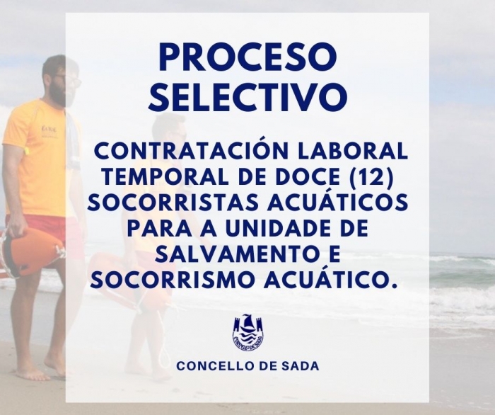 CONVOCATORIA DO PROCESO SELECTIVO PARA A CONTRATACIN DE DOCE SOCORRISTAS ACUTICOS 