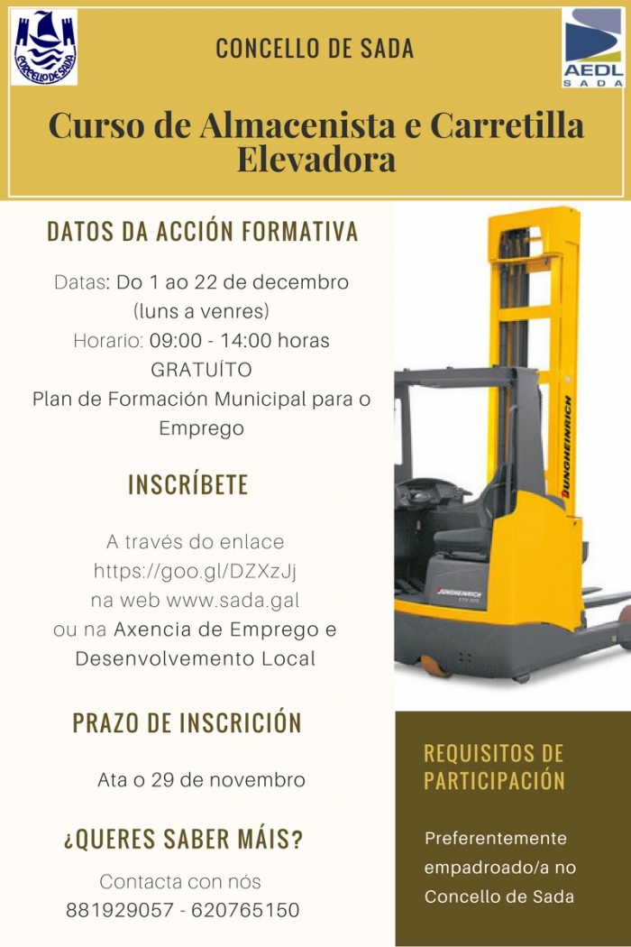 Curso de almacenista y carretilla elevadora