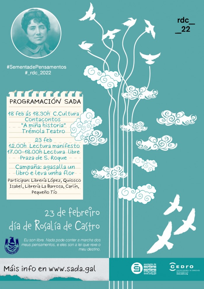 Sada programa o Da de Rosala con flores, libros e teatro