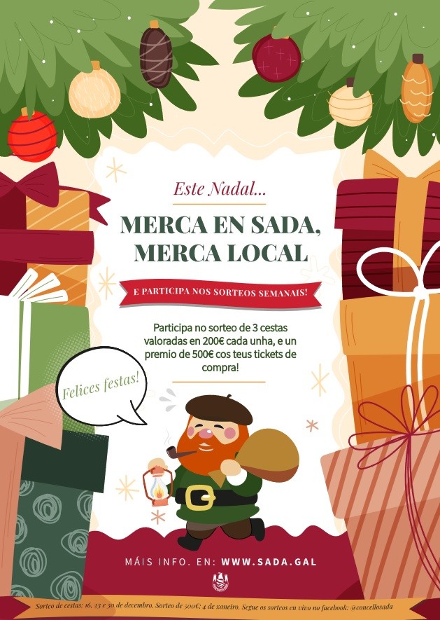 Campaña de promoción del comercio local en Navidad: "Merca en Sada, Merca Local"