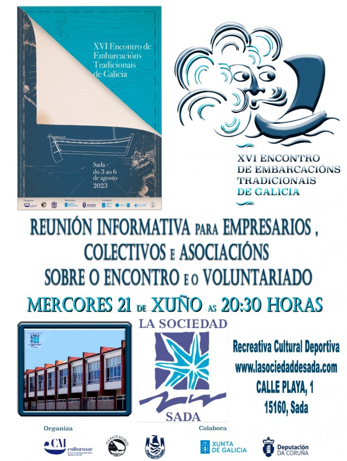 O XVI Encontro de Embarcacións Tradicionais de Galicia convoca unha cita informativa para empresarios, colectivos e asociacións de Sada