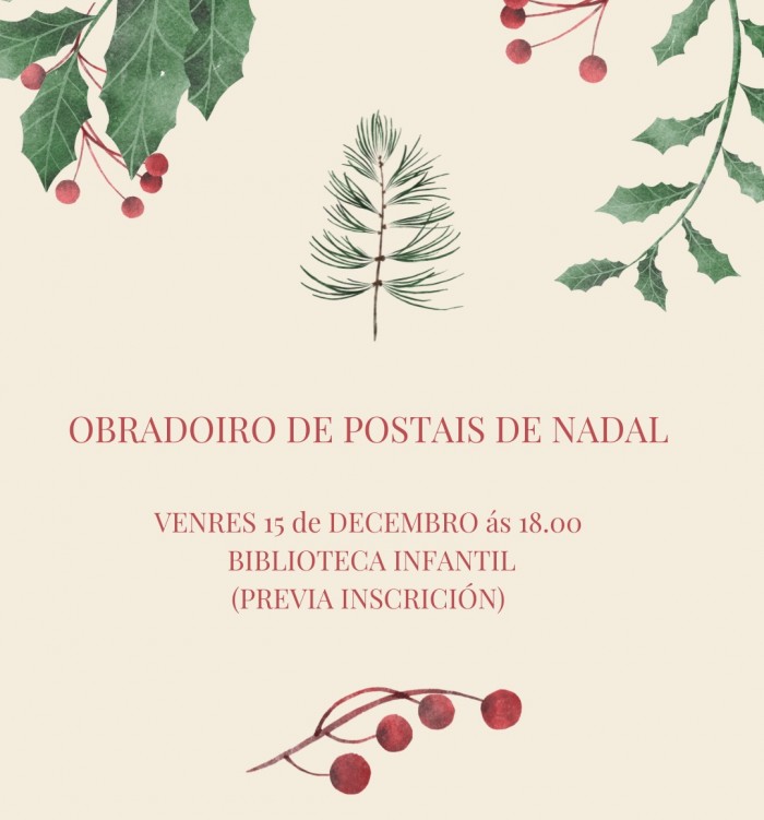 Obradoiro de Postais de Nadal na Biblioteca Infantil de Sada