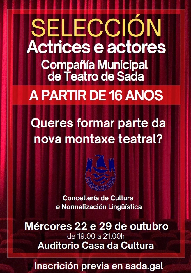 Seleccin actrices e actores para a Compaa Municipal de Teatro de Sada
