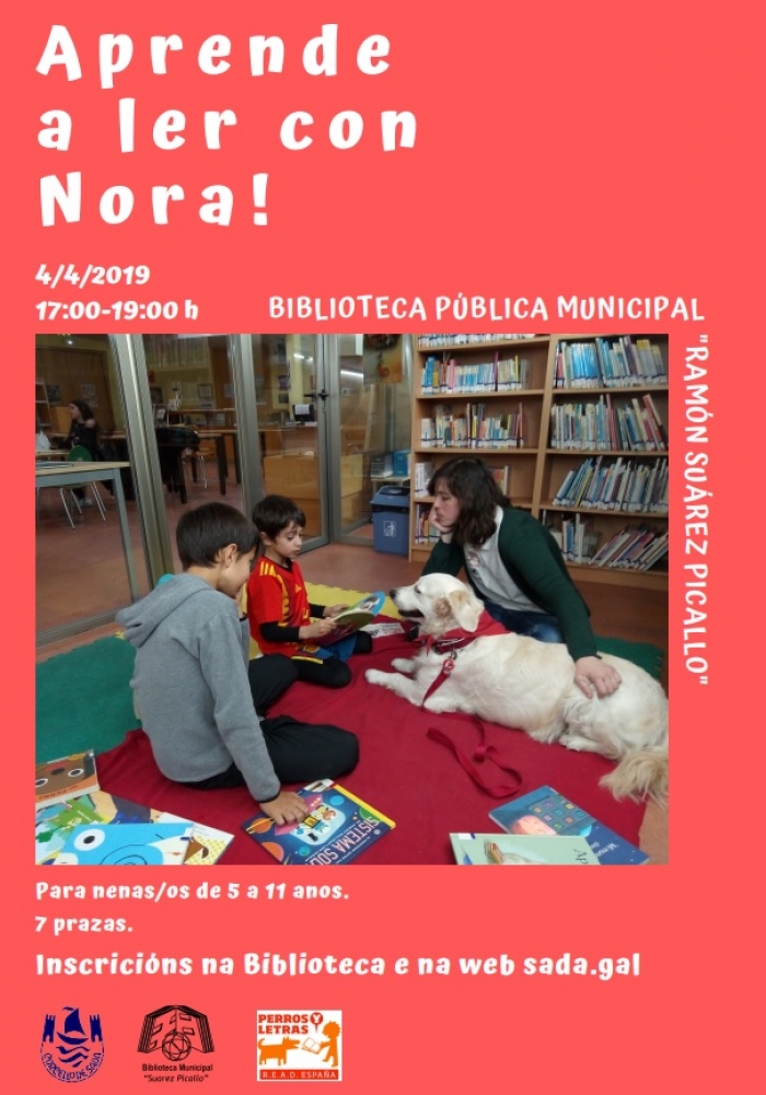 Nova xornada de lectura asistida con cans na Biblioteca Municipal