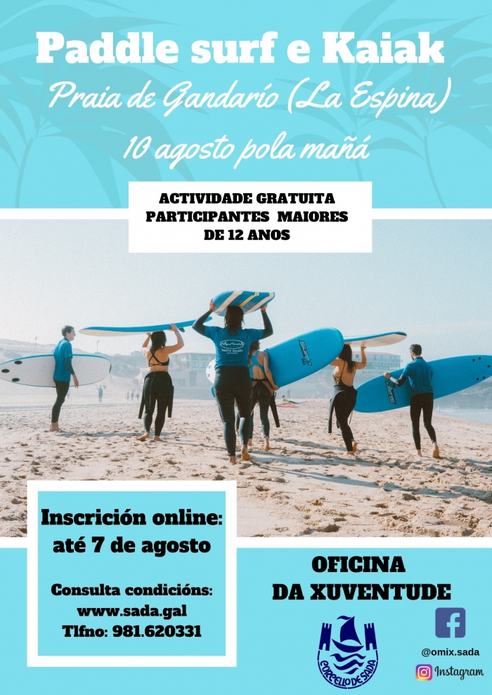 Sada oferta Paddel Surf e Kaiak gratuito